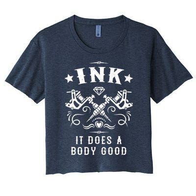 Ink It Does A Body Good Vintage Tattoo Machine Women's Crop Top Tee