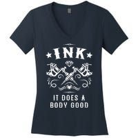 Ink It Does A Body Good Vintage Tattoo Machine Women's V-Neck T-Shirt