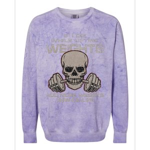 If I Die While Lifting Distressed Quote Weights Add More Colorblast Crewneck Sweatshirt