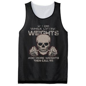 If I Die While Lifting Distressed Quote Weights Add More Mesh Reversible Basketball Jersey Tank