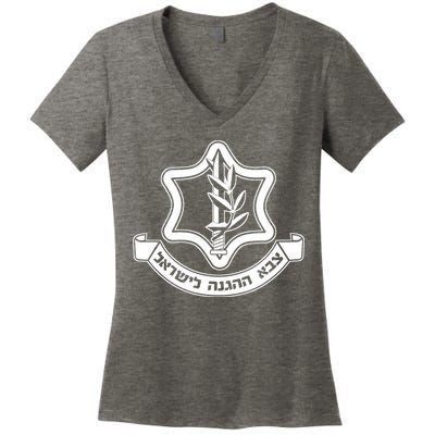 Idf Israel Defense Force Israeli Armed Forces Emblem Women's V-Neck T-Shirt
