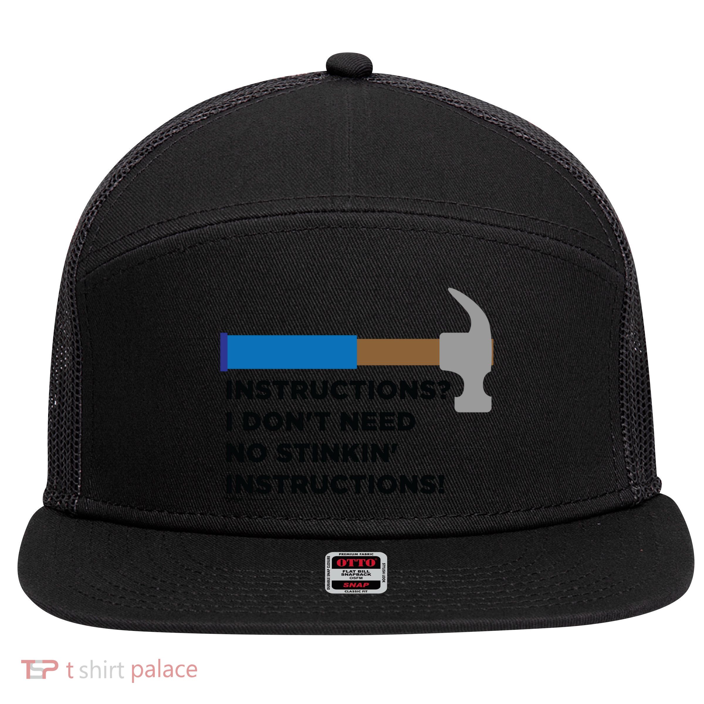 Instructions? I Dont Need No Handy And Carpenter Gift 7 Panel Mesh Trucker Snapback Hat