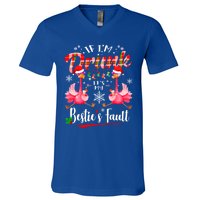 If IM Drunk ItS My BestieS Fault Funny Flamingo Christmas Gift V-Neck T-Shirt