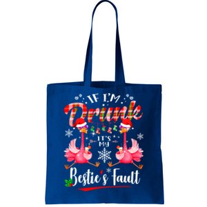 If IM Drunk ItS My BestieS Fault Funny Flamingo Christmas Gift Tote Bag