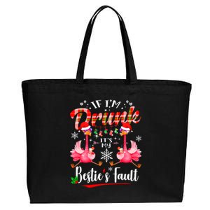 If IM Drunk ItS My BestieS Fault Funny Flamingo Christmas Gift Cotton Canvas Jumbo Tote