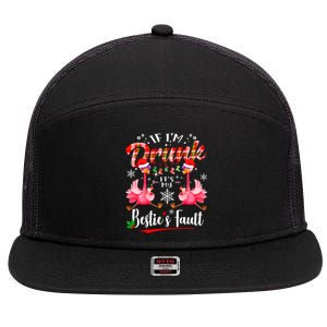 If IM Drunk ItS My BestieS Fault Funny Flamingo Christmas Gift 7 Panel Mesh Trucker Snapback Hat