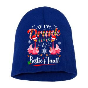 If IM Drunk ItS My BestieS Fault Funny Flamingo Christmas Gift Short Acrylic Beanie