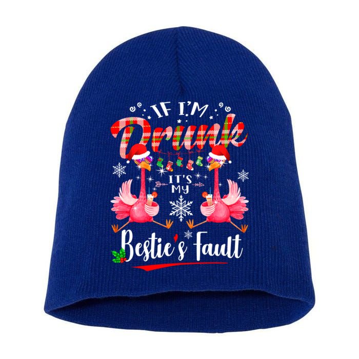 If IM Drunk ItS My BestieS Fault Funny Flamingo Christmas Gift Short Acrylic Beanie