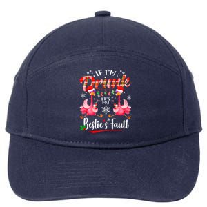 If IM Drunk ItS My BestieS Fault Funny Flamingo Christmas Gift 7-Panel Snapback Hat