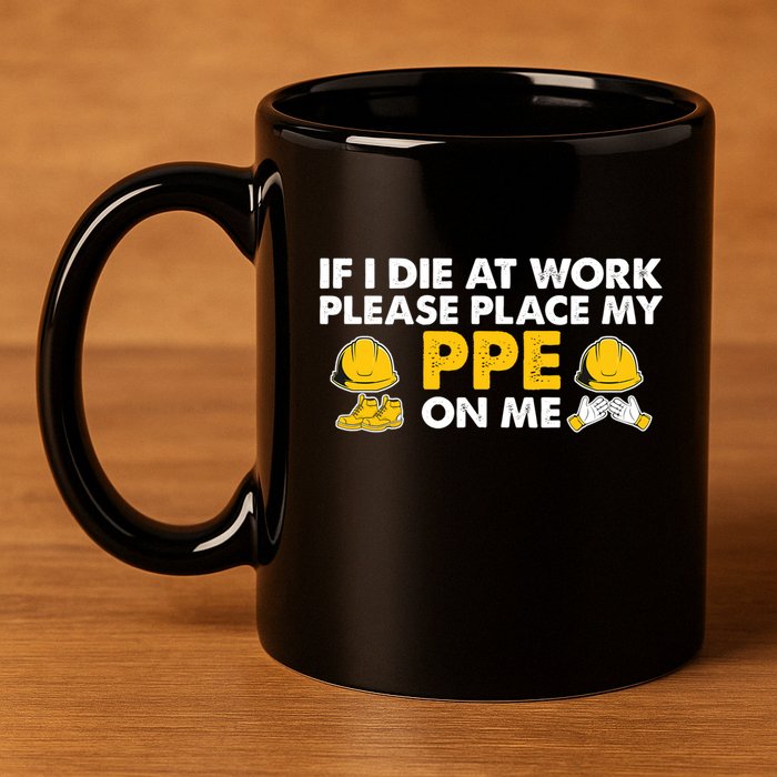 If I Die At Work Please Place My Ppe On Me Funny Electrician Great Gift 11oz C Handle Ceramic Mug