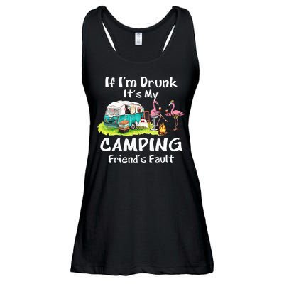 If Im Drunk Its My Camping Friends Fault Funny Flamingos Ladies Essential Flowy Tank
