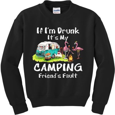 If Im Drunk Its My Camping Friends Fault Funny Flamingos Kids Sweatshirt