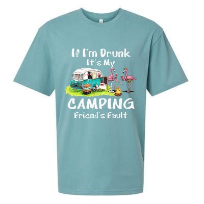 If Im Drunk Its My Camping Friends Fault Funny Flamingos Sueded Cloud Jersey T-Shirt