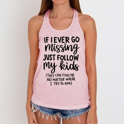 If I Ever Go Missing Just Follow My Mom Mother's Day Gift Women's Knotted Racerback Tank