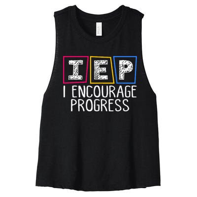 Iep I Encourage Progress Special Education Teacher Sped Women's Racerback Cropped Tank