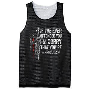 If I've Ever Offended You I'm Sorry American Flag (on back) Mesh Reversible Basketball Jersey Tank