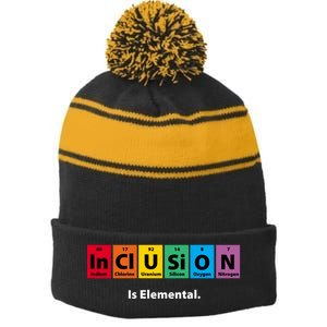 Inclusion Is Elemental Stripe Pom Pom Beanie