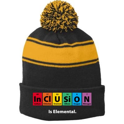 Inclusion Is Elemental Stripe Pom Pom Beanie