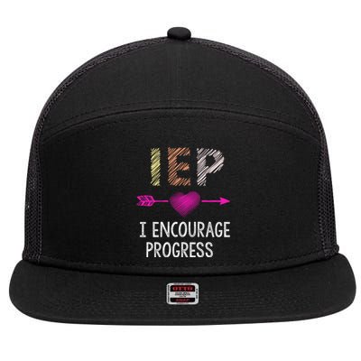 Iep I Encourage Progress Teacher Special Education Meaningful Gift 7 Panel Mesh Trucker Snapback Hat