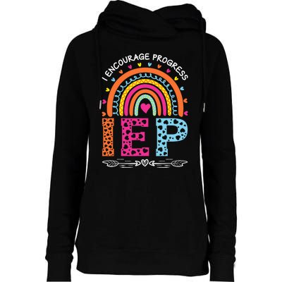 IEP I Encourage Progress Special Education School Teacher Womens Funnel Neck Pullover Hood