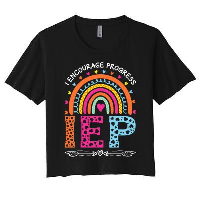 IEP I Encourage Progress Special Education School Teacher Women's Crop Top Tee