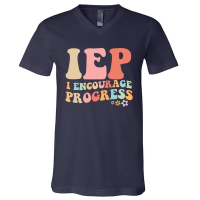 IEP I Encourage Progress Special Education teacher graphics V-Neck T-Shirt