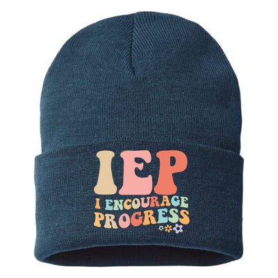 IEP I Encourage Progress Special Education teacher graphics Sustainable Knit Beanie