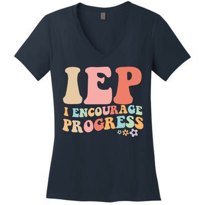 IEP I Encourage Progress Special Education teacher graphics Women's V-Neck T-Shirt