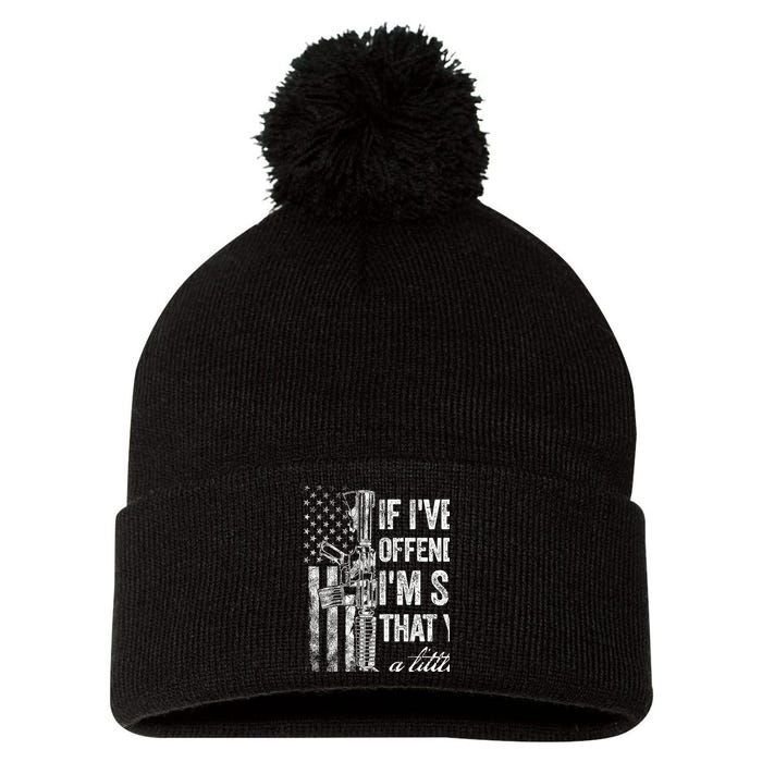 If IVe Ever Offended You IM Sorry American Flag Pom Pom 12in Knit Beanie