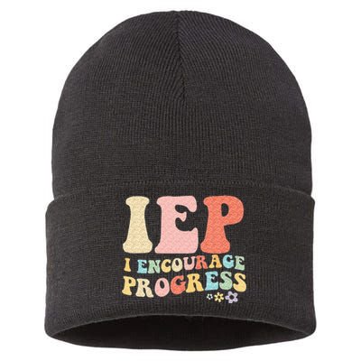 IEP I Encourage Progress Special Education Teacher Graphics Sustainable Knit Beanie