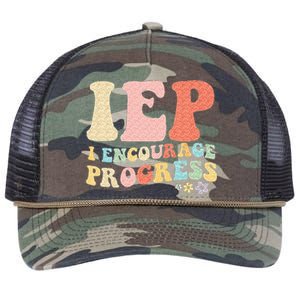 IEP I Encourage Progress Special Education Teacher Graphics Retro Rope Trucker Hat Cap