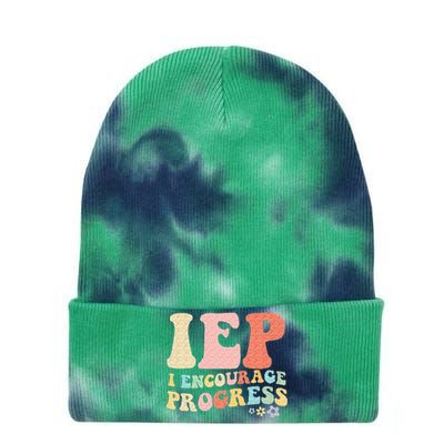 IEP I Encourage Progress Special Education Teacher Graphics Tie Dye 12in Knit Beanie