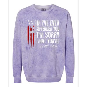 If I've Ever Offended You I'm Sorry American Flag Colorblast Crewneck Sweatshirt