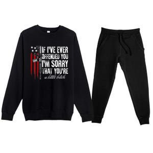 If I've Ever Offended You I'm Sorry American Flag Premium Crewneck Sweatsuit Set