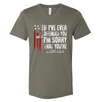 If I've Ever Offended You I'm Sorry American Flag V-Neck T-Shirt