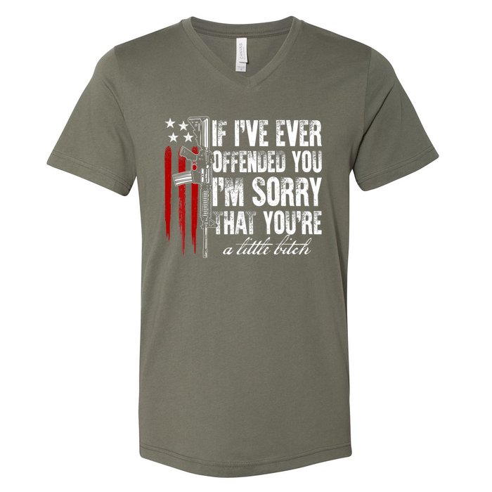 If I've Ever Offended You I'm Sorry American Flag V-Neck T-Shirt