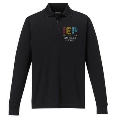 Iep I Encourage Progress Chalk Special Education Teacher Great Gift Performance Long Sleeve Polo