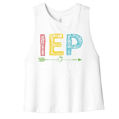 Iep I Encourage Progress Chalk Special Education Teacher Great Gift Women's Racerback Cropped Tank