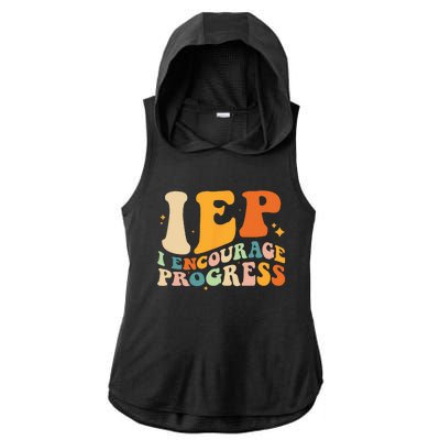 IEP I Encourage Progress Special Education Teacher School Ladies PosiCharge Tri-Blend Wicking Draft Hoodie Tank