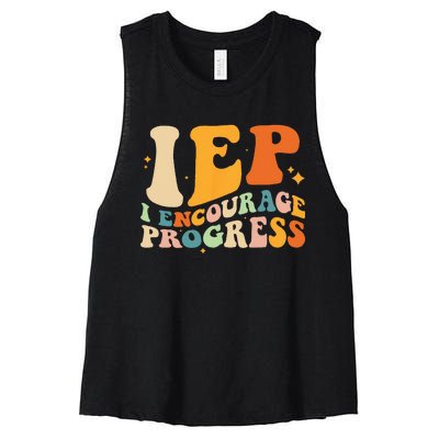 IEP I Encourage Progress Special Education Teacher School Women's Racerback Cropped Tank