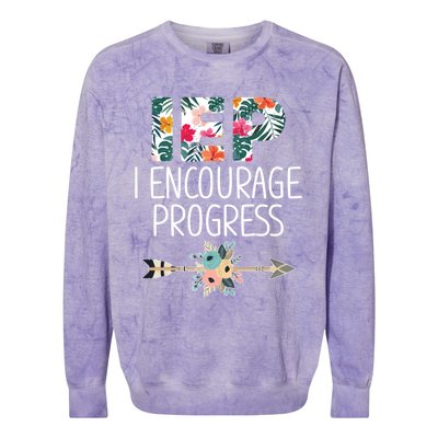 Iep I Encourage Progress Great Gift Special Education Teacher Great Gift Colorblast Crewneck Sweatshirt