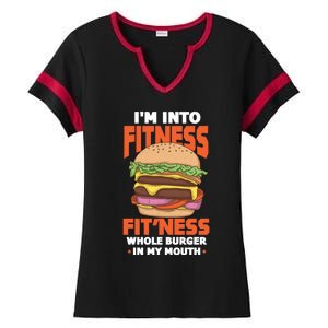 Im Into Fitness Burger Hamburger Fast Food Foodie Gift Ladies Halftime Notch Neck Tee