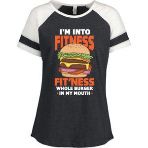 Im Into Fitness Burger Hamburger Fast Food Foodie Gift Enza Ladies Jersey Colorblock Tee