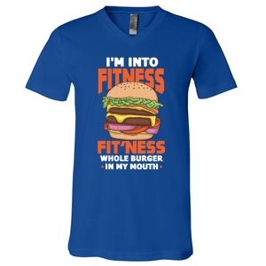 Im Into Fitness Burger Hamburger Fast Food Foodie Gift V-Neck T-Shirt