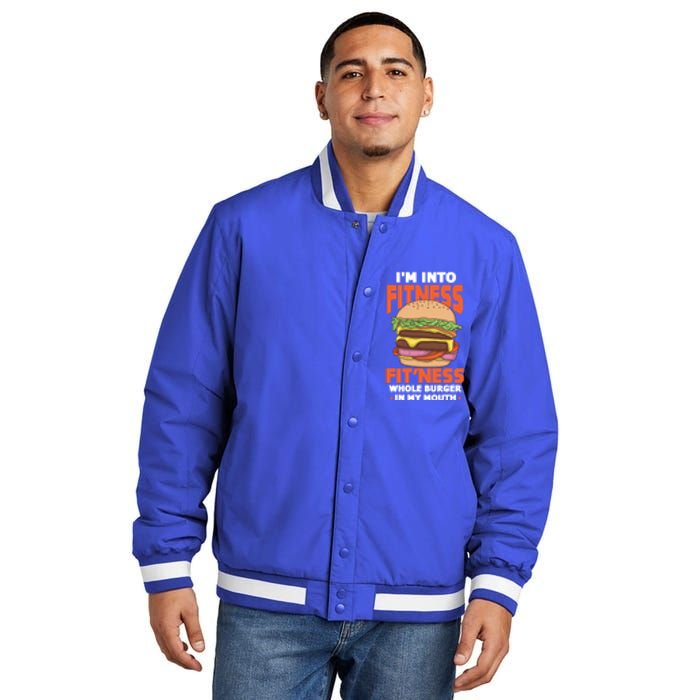 Im Into Fitness Burger Hamburger Fast Food Foodie Gift Insulated Varsity Jacket