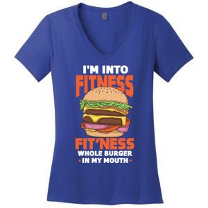 Im Into Fitness Burger Hamburger Fast Food Foodie Gift Women's V-Neck T-Shirt