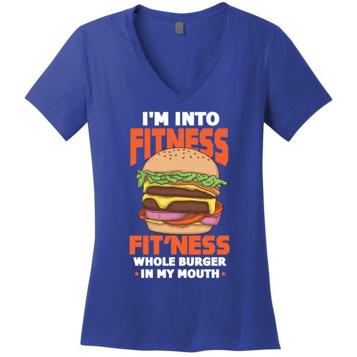 Im Into Fitness Burger Hamburger Fast Food Foodie Gift Women's V-Neck T-Shirt