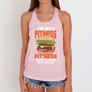 Im Into Fitness Burger Hamburger Fast Food Foodie Gift Women's Knotted Racerback Tank