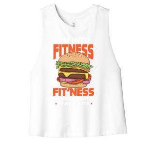 Im Into Fitness Burger Hamburger Fast Food Foodie Gift Women's Racerback Cropped Tank