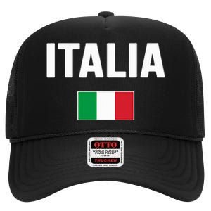 Italy Italian Flag Italia Souvenir High Crown Mesh Back Trucker Hat